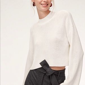 Aritzia Cropped White Sweater Top